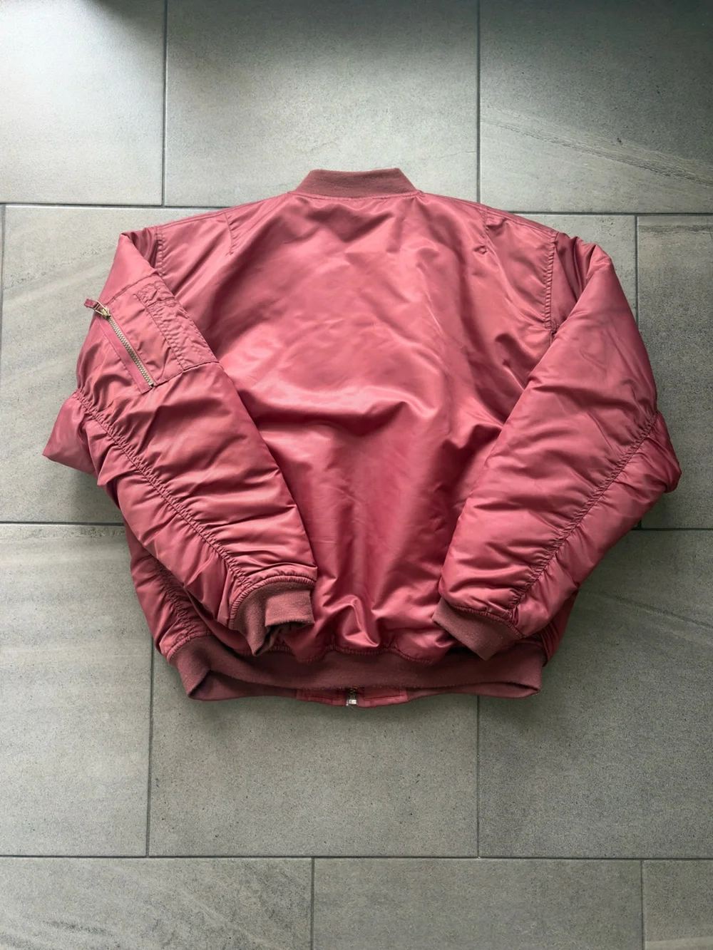 MA-1 Style Flight Bomber Jacket Maroon Reversible Orange Lining Size L